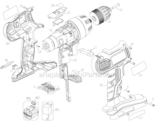 Page A Diagram and Parts List for SS14C Type 1 Black and Decker Cordless Drill